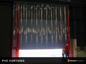 Example of PVC curtains in an industrial setting